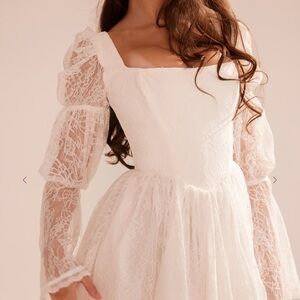 House of CB Ivory Lace Long Sleeve Dress